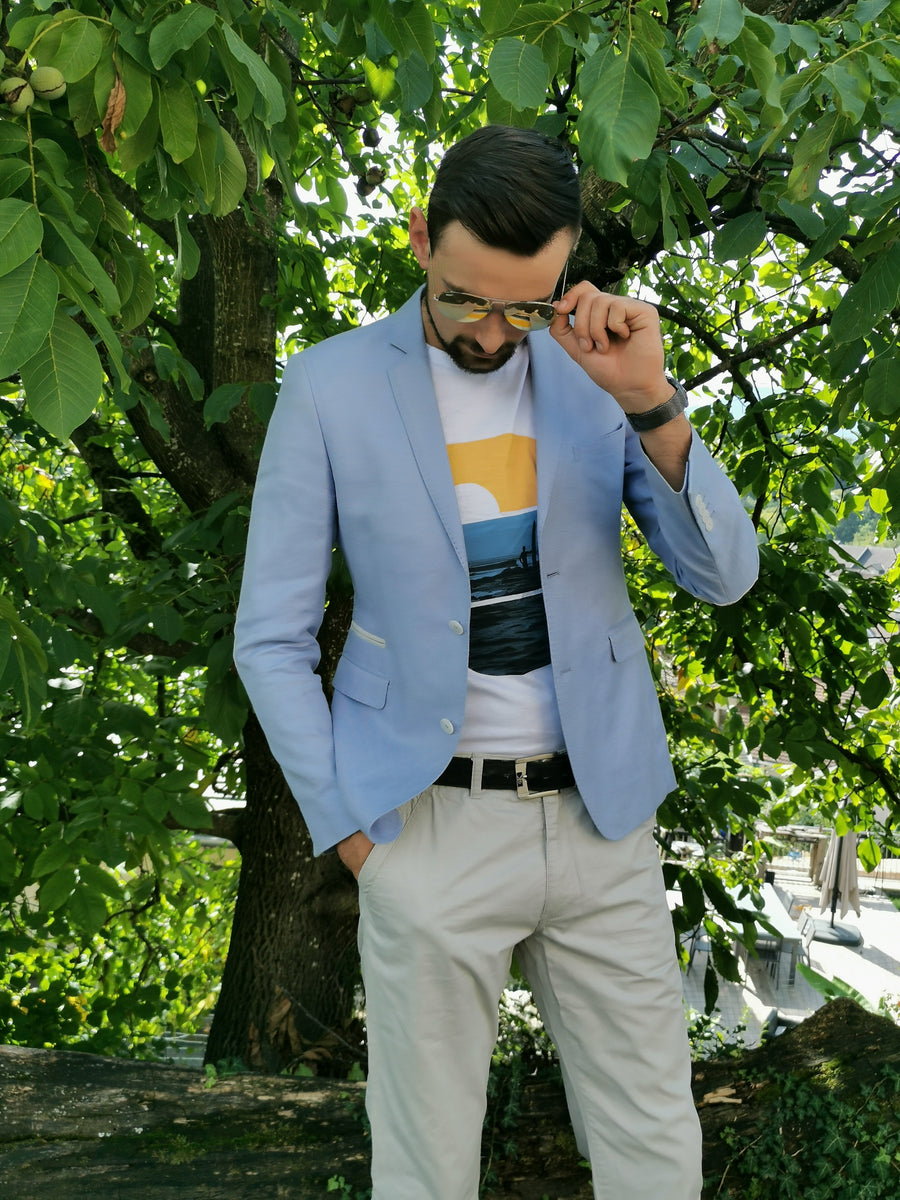 Veste de costume bleu ciel – - Main Image