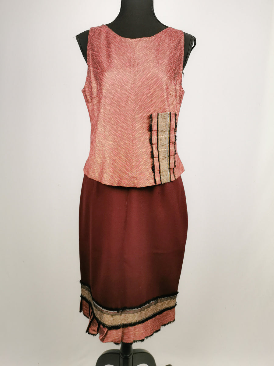 Robe Didier Parakian Taille 42 - Imprimé Fleurs Bleu - Sans Manches, évasée - Occasion Très Bon état